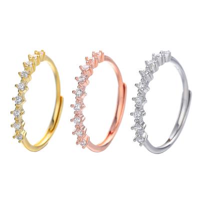 China Trendy Jewelry Simple Stacking Rings Rose Gold Plated High Quality Exquisite 925 Sterling Silver Pave Cubic Zirconia for Women Trendy for sale