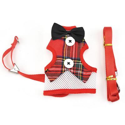 China Lights Plaid Dog Harness Dog Vest Lead Rope and Leash Pet Vest Harness for Small Puppies for sale