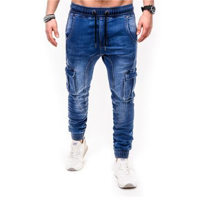 China Hg Factory Price Denim Fabrics Mens Disstressed Print Jeans Viable Blue Hole Ripped Crush Jeans Pants for sale