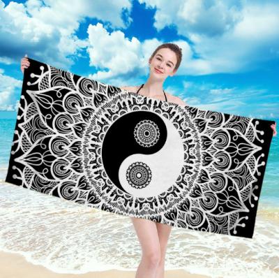 China Wholesale Custom Compressed Digital Sublimated Digital Sublimated Printed Microfiber Pool Hut Stripe Microfiber Beach Towel Striped Sand Free Quick for sale