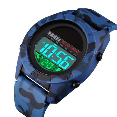 China SKMEI Alarm Wristwatches 5Bar Solar Power Mens Digital Watch Military Waterproof Male Stopwatch Sports LCD Watches for sale