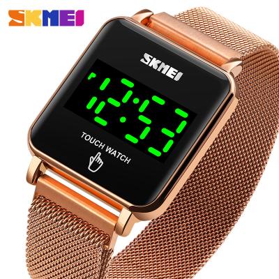 China Square Digital LED Touch Screen Date SKMEI 1744 Men Women Reloj LED Stainless Steel PU Big Time Automatic Waterproof Wristwatches Show for sale