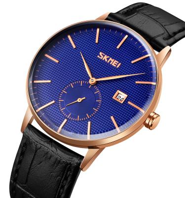 China Automatic Date skmei 9273 Quality Design Logo Blue Dial Silver Watches Japan Movt 5ATM Water Proof Quartz Men Custom New Watch for sale