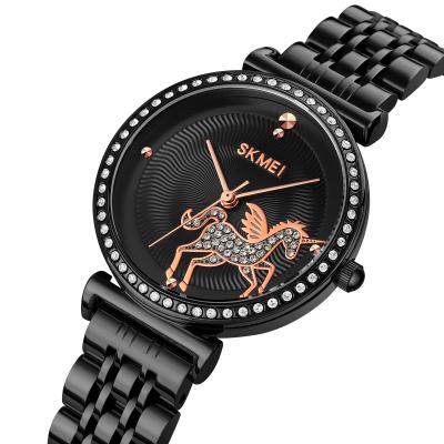 China SKMEI 1686 Water Resistant Fashion Stainless Steel Straps Diamond Unicorn Women Wrist Watch Lady Quartz Watches for sale