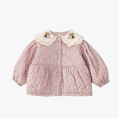 China Wholesale 2021 new children's cotton jacket baby girl winter floral girls' cotton windproof jacket Korean children's cotton jacket for sale