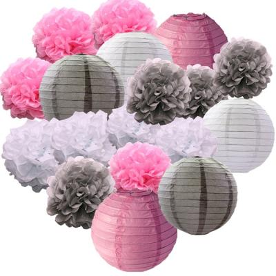 China Pink White Tissue Paper Gray Color Party Background Decorations Birthday Party Decorations Set Party Supplies For Kids for sale