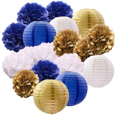 China 18pcs/set 28g Rice Paper Pom Poms Party Decoration Set Party Background Decorations Paper Baby Shower Birthday Bridal Wedding for sale