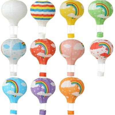 China Paper Rainbow Air Balloon Hot Lantern For Hanging 12 Inch Multi Color Air Balloon Hot Lantern For Baby Shower Wedding for sale