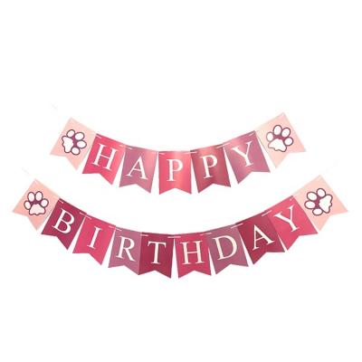 China Red Happy Birthday Paper Banner with Shimmer Gold Letters Banner for Happy Party Decorations Swallowtail Flag for sale