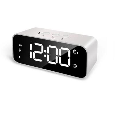 China LUMINOVA Mirror Panel LED Musical Digital Alarm Clock with Tape Recorder for sale