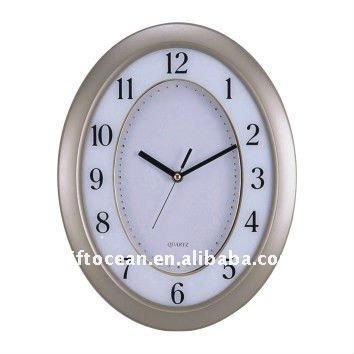 China slim wall clock, 38-36cm oval shape wall clock, promotional plastic wall clock MG for sale