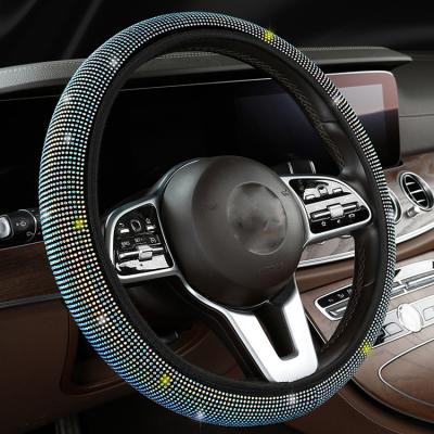 China Diamond New Fashion Bling Bling Diamond Universal 38cm Steering Wheel Cover for sale