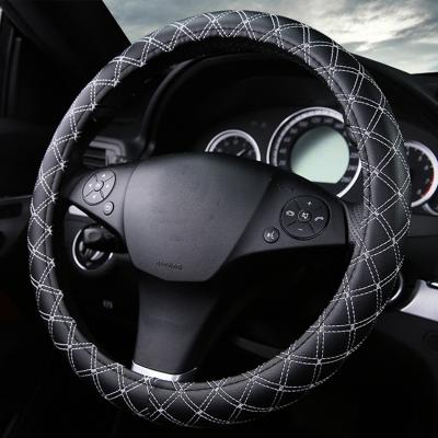 China Business New Design Different Colors Leather 38cm Car Steering Wheel Cover for sale