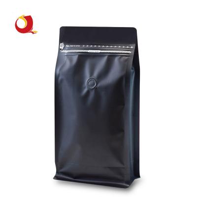 China Custom Printed Soft Packaging Aluminum Foil Pouch Flat Bottom Black Coffee Resealable Packing Bag For Food for sale