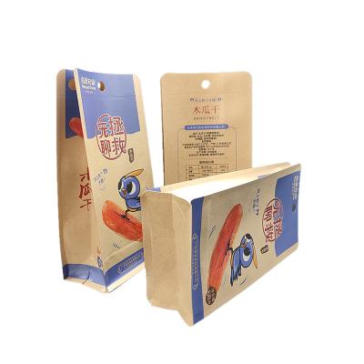 China Soft Packaging Amazon Hot Sale Custom Design Logo Seal Pouch Kraft Paper Dried Fruit Food Packaging Bags Printed Packaging Four Side for sale