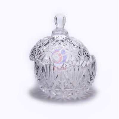 China Sustainable Professional Glass Jar Dessert Cover Glass Food Container for sale