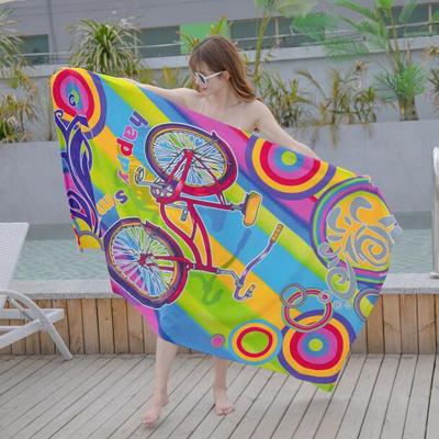 China Long Lasting Easy Cleanup Custom Printed Microfiber Towels For Beach And Pool for sale