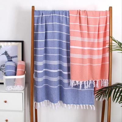 China Lightweight Tassel Beach Towel Custom Turkish Cotton Beach Towel Hypoallergenic for sale