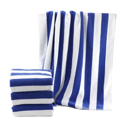 China Holeproof 100 Cotton Towel Odor Resistant Cotton Striped Bath Towels Washable for sale