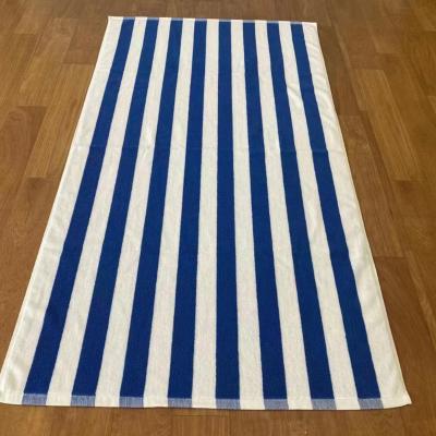 China Cotton White Towel With Blue Stripe Custom Blue And White Striped Bath Towels for sale