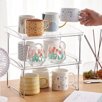 China Foldable And High Clear Plastic Stand Desktop Viable Acrylic Storage Rack Water Cup Storage Rack for sale