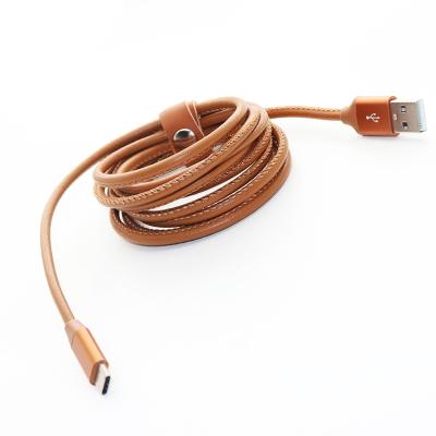 China Digital display Elegant High-end Leather Type-A TO Type-C Charge Cable for sale