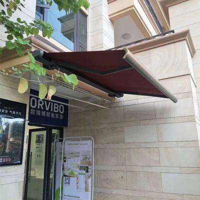 China Outdoor Retractable Awning With Motor Control And LED Light Garden Canopy Sunshade Awning for sale