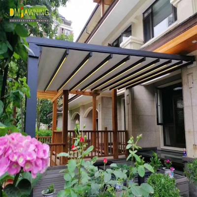 China Customized Waterproof Retractable Awning Aluminum PVC Pergola Roof Sunshade System for sale