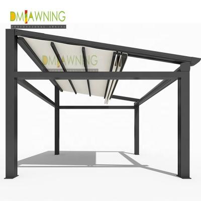 China Zonnebril pergola luifel kits patio regenbedekking dak PVC met LED-lichten Te koop