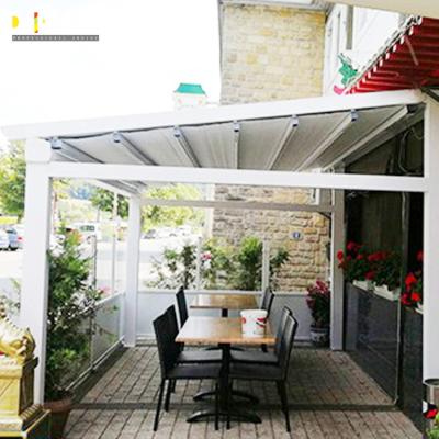 China Aluminum PVC Pergola Awning Kits Sunroom Sunshade Motorised Retractable Roof for sale