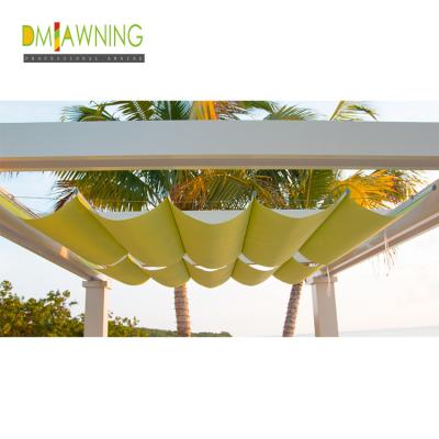 China Handmatig terugtrekbaar zonneschaduw zeil slide draad luifel pergola kit 85% UV-bescherming Te koop