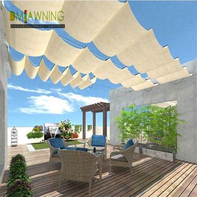 China Sus316 Stof waterdicht opneembaar deksel pergola schuifbare opneembaar pergola luifel Te koop