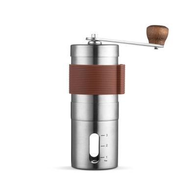 China Household High 304 Stainless Steel Coffee Grinder Black Ceramic Core Burr Coffee Grinder With Non-Slip Silicone Manual Handle for sale