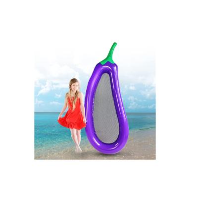 China Custom Cute Style Safety Use Outdoor Beach Swimming Eggplant Shape Inflatable Vegetable Purple Swimming Ring For Adult for sale