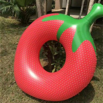 China Women's Current Hot Sale In Canada OEM Customized Baby Safety Playing In Pool Strawberry Inflatable Swimming Circle for sale