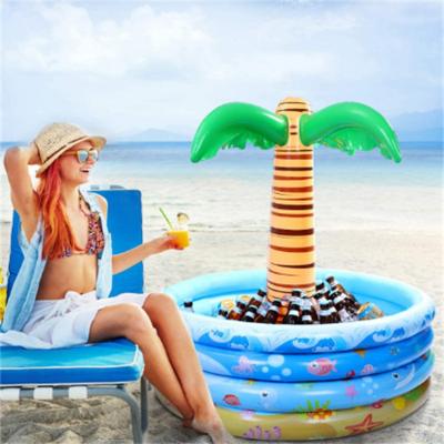 China Factory direct production funny outdoor vacation anti-puddle lovely cartoon palm tree folding moving swimming pool for kids for sale