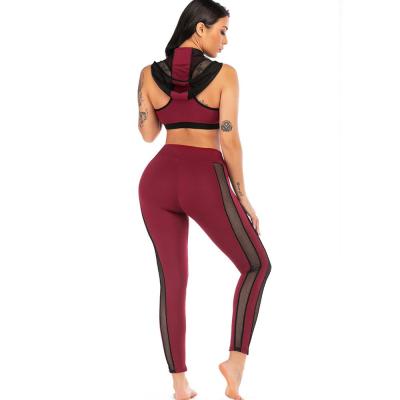 China 2019 New Mesh Design Fashion Outdoor Running Fitness Yoga Breathable Spike Bra And Leggings Sports Hooded Bra for sale