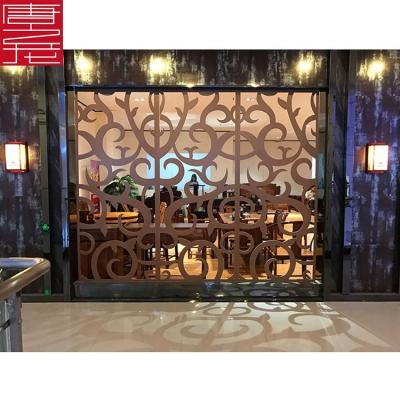 China No Self-Adhesive Handmade Golden Hollow Out Metal Screen Stainless Steel Screen Hotel Decorations for sale