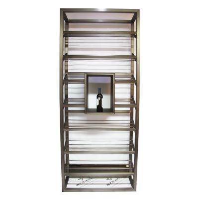 China Custom Design Hotel/Bar/Exhibition Room Metal Wine Cabinet/Luxury Black Professional Home Design Stainless Steel Wine Cabinet Decor Wine Cabinet [Design by TZL] for sale