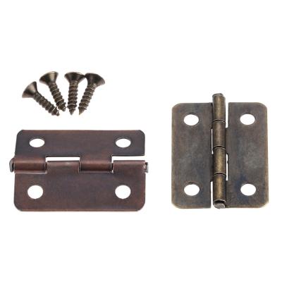 China 10pcs Modern Hinges + Screws Antique Bronze-Red Copper 40 Round Angle 4 Holes for sale