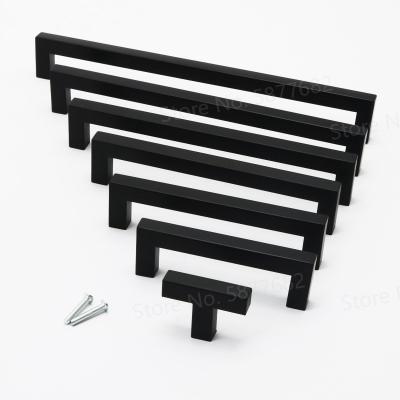 China Modern Black Hardware Furniture Cabinet Handle Square Stainless Steel Kitchen for sale