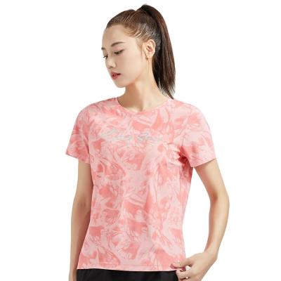 China Wholesale Printed Anti-Wrinkle Full Fitness Women's O-Neck T-shirt Quick Dry Shorts Sleeve Breathable T-shirt for sale