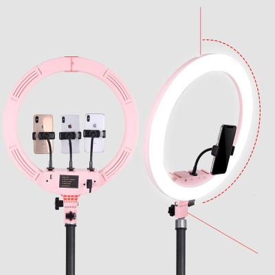 China Change Color Temperature and Brightness Shemax Selfie Ring Light with Extendable Tripod Stand and Flexible Phone Holder for Live Stream /Makeup, Led Camera Ringlight for sale