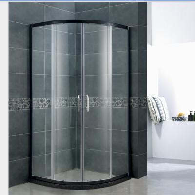 China Quiet Operation High Quality Matt Black Aluminum Alloy Frame Area Sliding Shower Enclosure for sale