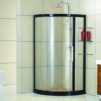 China Modern Arch Tempered Aqua Glass Black Frame Bathroom Shower Door Shower Kit for sale