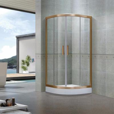 China With Gold Material Aluminum Frame 4 Panels Sliding With Framed Shower Enclosure for sale