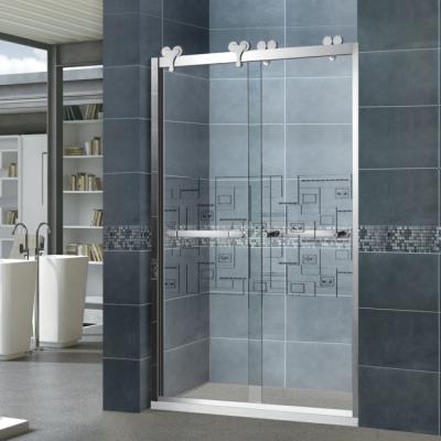 China Modern Project 304 Hotel Stainless Steel Frame Double Wheel Hanging Shower Sliding Door for sale