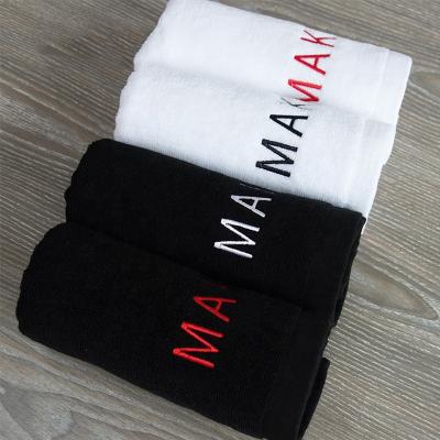 China Compressed Beauty Spa Towel Hair Cotton 100% Black Woven Custom Salon Towel With Embroidery Logo for sale