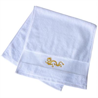 China Compressed Border Luxury Hotel Egyptian Cotton 16's Satin White Color 100 Hand Towel With Custom Logo for sale