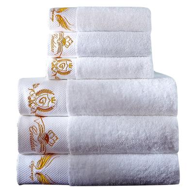 China Platinum Compressed Quality Egyptian Cotton 16' Long S Staple Satin Border Towel Set for sale